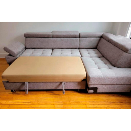 UA Collection Garda 2-Piece Left Facing Sectional with Bed and Storage - Light Gray, Fabric