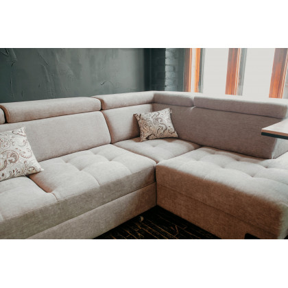 UA Collection Garda 2-Piece Left Facing Sectional with Bed and Storage - Light Gray, Fabric