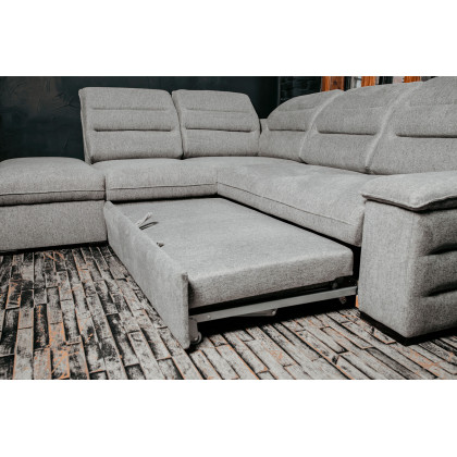 UA Collection Oliver 3-Piece Right Facing Sectional with Bed and Storage - Light Gray, Fabric