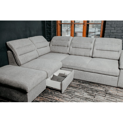 UA Collection Oliver 3-Piece Right Facing Sectional with Bed and Storage - Light Gray, Fabric
