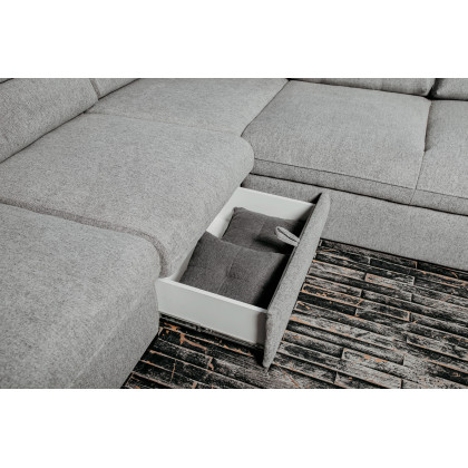 UA Collection Oliver 3-Piece Right Facing Sectional with Bed and Storage - Light Gray, Fabric