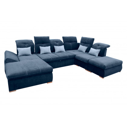 UA Collection Opera 3-Piece Left Facing Sectional with Bed and Storage - Gray, Lucas 17 Fabric