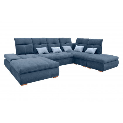 UA Collection Opera 3-Piece Left Facing Sectional with Bed and Storage - Gray, Lucas 17 Fabric