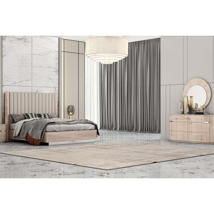 Whiteline Waves Full Size Bed - Beige