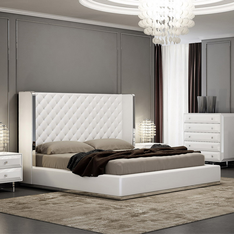 Whiteline Abrazo King Size Bed - White