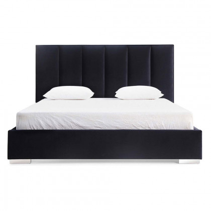 Whiteline Velvet King Size Bed - Black