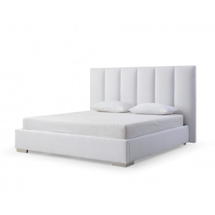 Whiteline Velvet King Size Bed - White