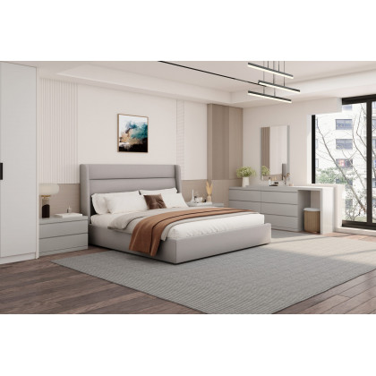 Whiteline Tokyo Bed - Light Gray, King Size