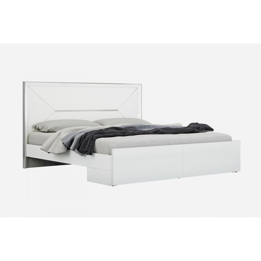 Whiteline Navi Queen Size Bed - White