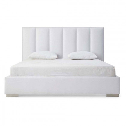 Whiteline Velvet Queen Size Bed - White
