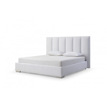 Whiteline Velvet Queen Size Bed - White