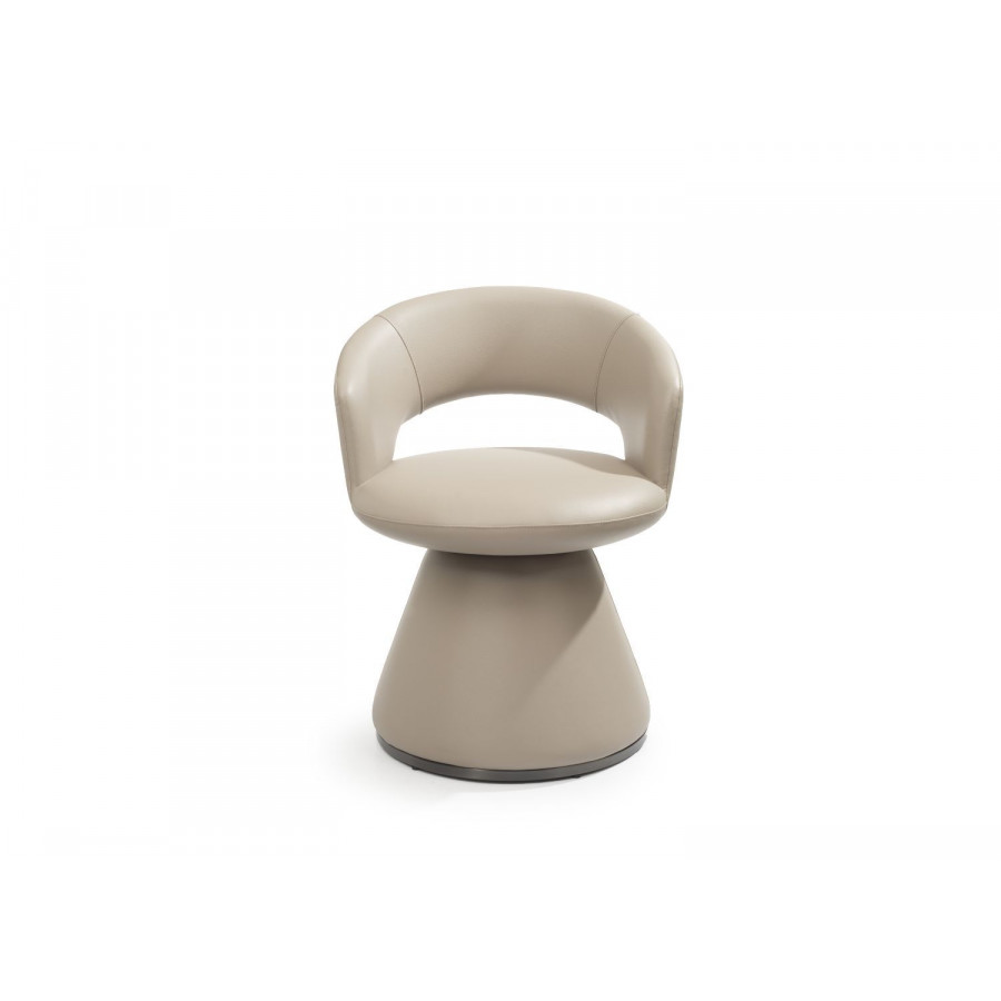Whiteline Portofino Swivel Dining Armchair - Light Gray, Faux Leather