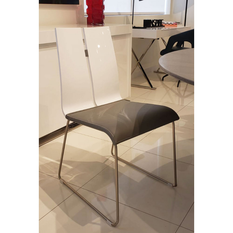 Whiteline Lauren Dining Chair - White/Gray