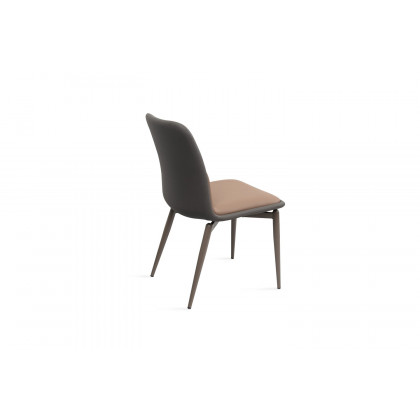 Whiteline - Bruno Dining Chair in Brown/Dark Gray