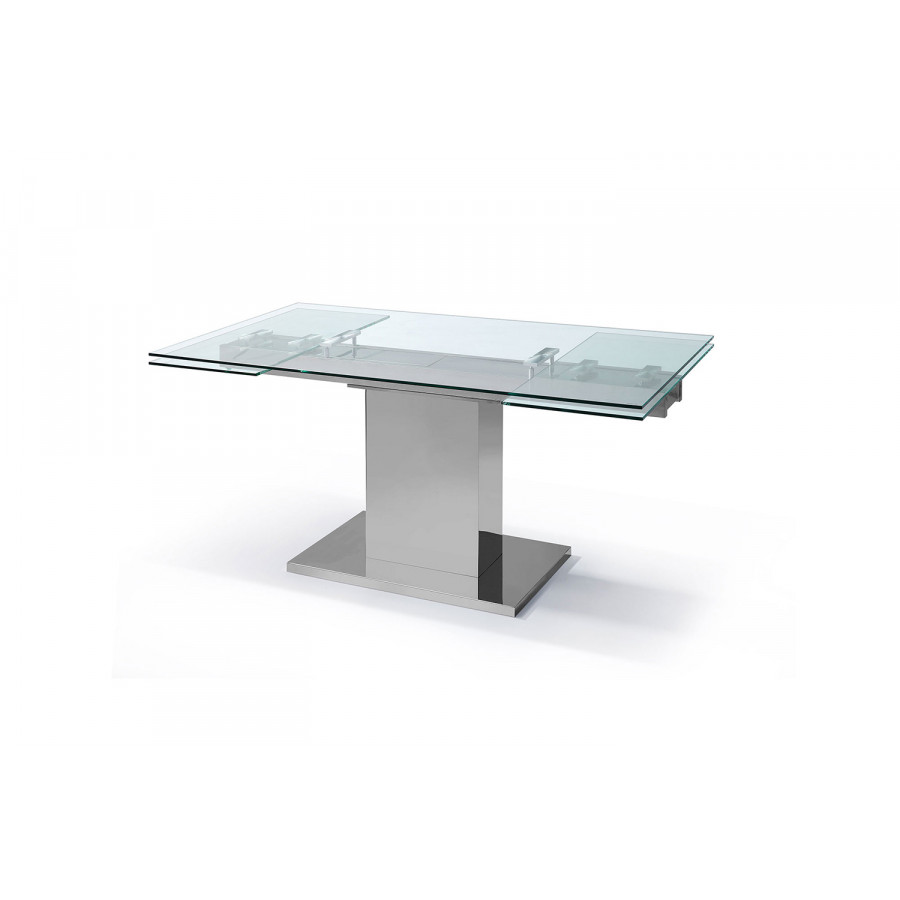 Whiteline - Slim Extendable Dining Table in Clear