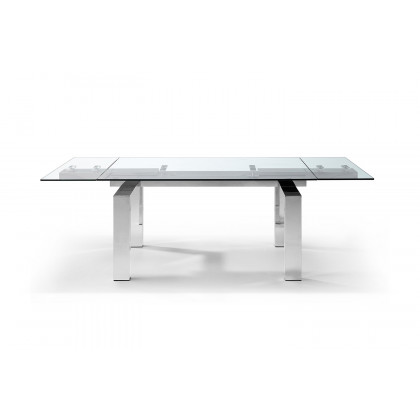 Whiteline - Cuatro Extendable Dining Table in Clear