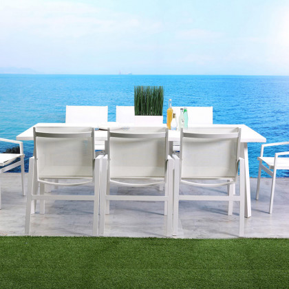 Whiteline - Rio Outdoor Rectangle Dining Table in White