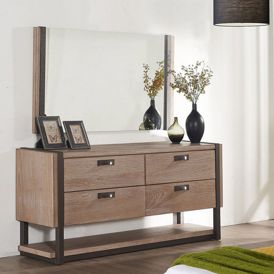 Whiteline - Richmond Mirror in Natural/Paulownia