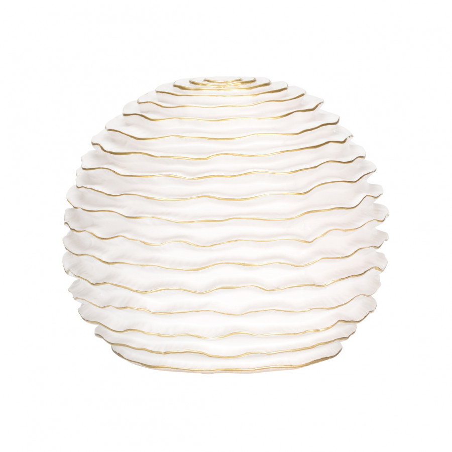 Wildwood - Elio Orb in Matte White/Metallic Gold, Ceramic/Porcelain