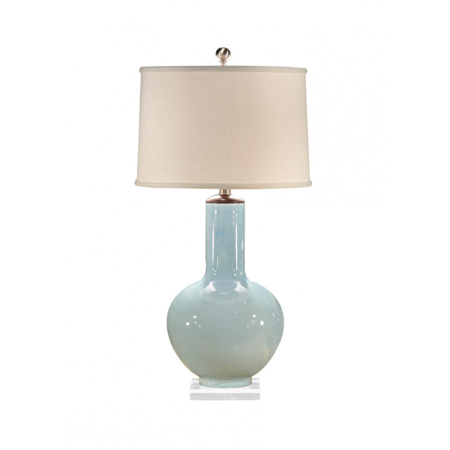 Wildwood - Cayden Lamp in Pale Blue Glaze/Wood, Porcelain