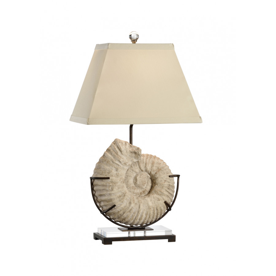 Wildwood - Ammonite Lamp in Natural White Stone, Large