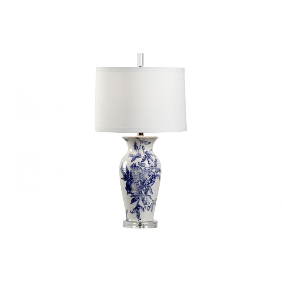 Wildwood - Ashley II Lamp in White/Blue Glaze, Ceramic/Porcelain