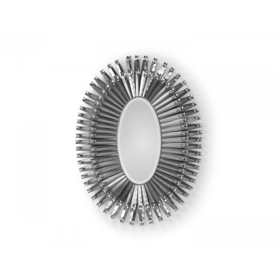Wildwood - Curls Around Oval Mirror in Polished Nickel/Plain, Metal/Mirror
