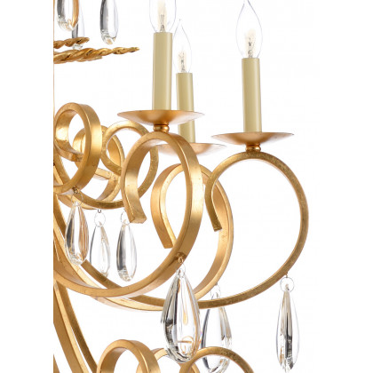 Wildwood Grand Stairs Chandelier - Antique Gold Leaf, Iron