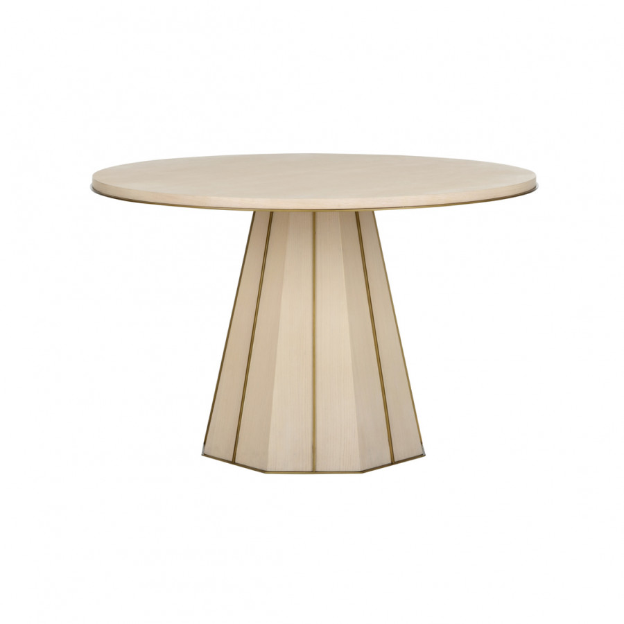 Wildwood - Clint Center Table in White Oak/Antique Brass, Wood