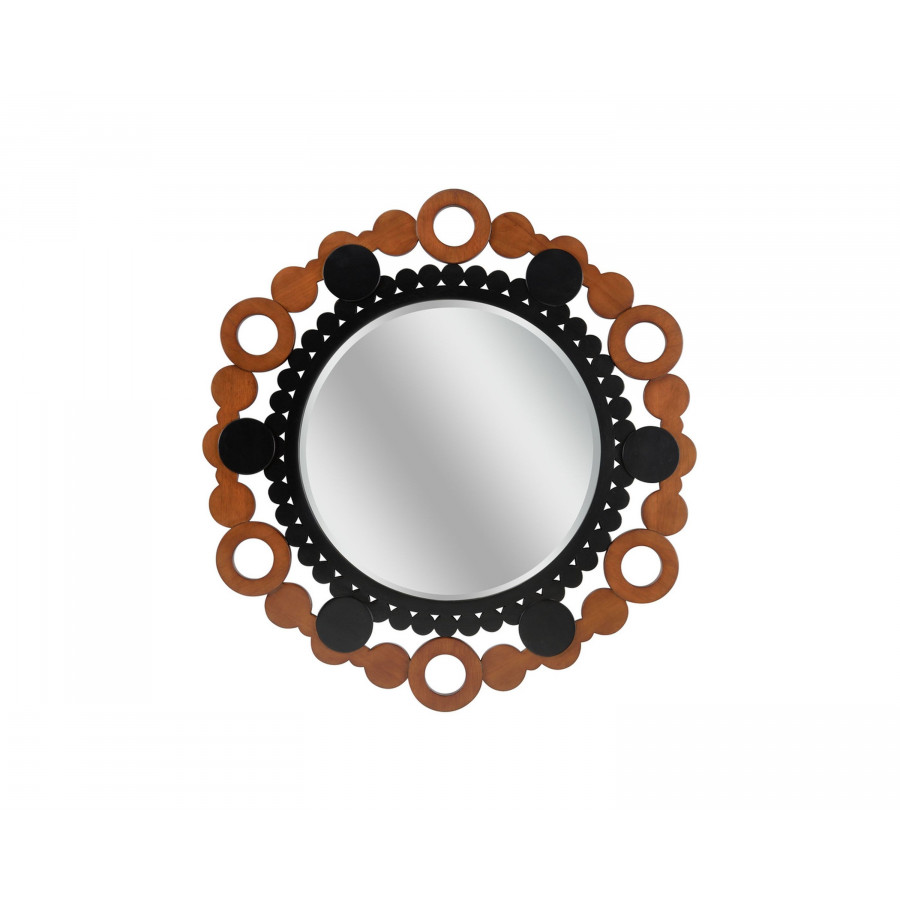 Wildwood - Gwen Wall Mirror in Walnut/Black Lacquer/Antique/Beveled, Wood
