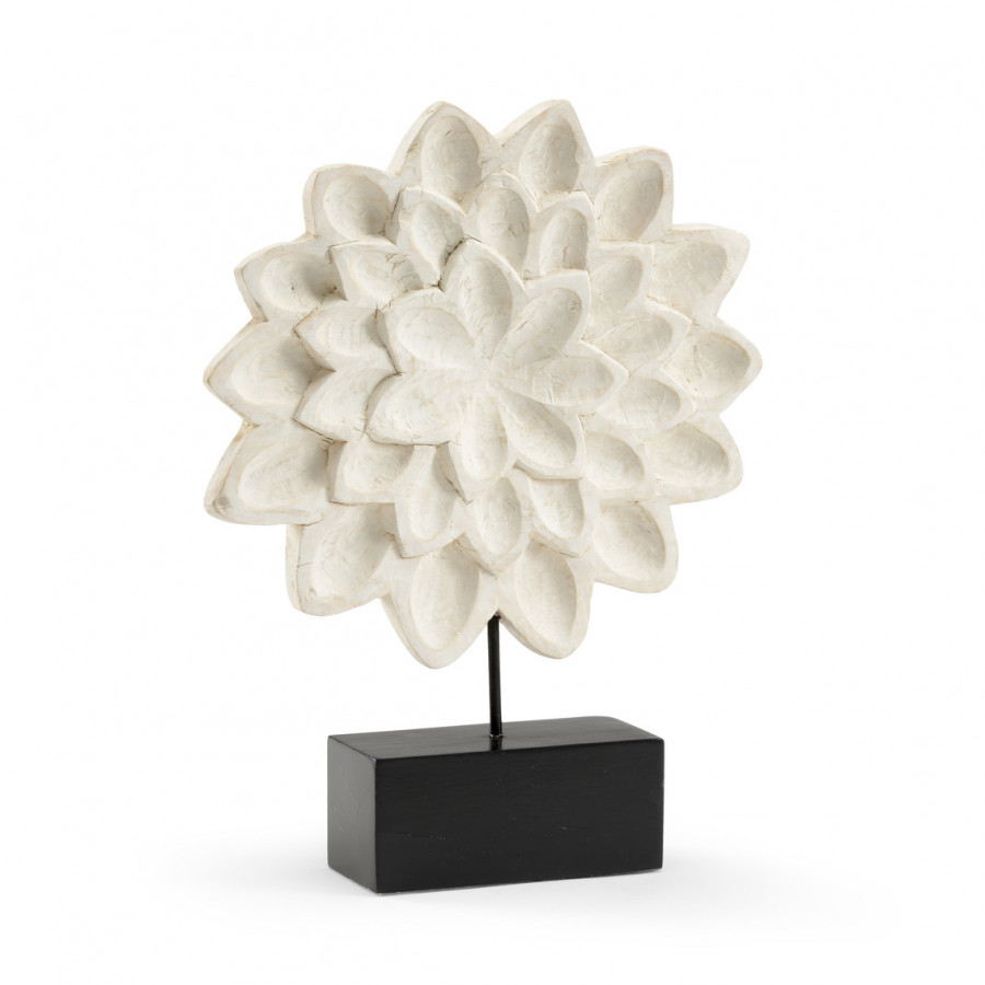 Wildwood - Floral Sculpture in Hand Carved/White/Black, Large