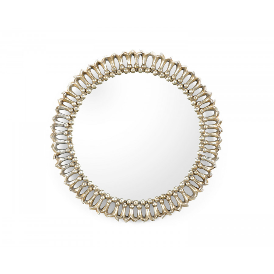 Wildwood - Pomegranate Blossom Mirror in Antique Silver Leaf/Plain/Clear, Composite