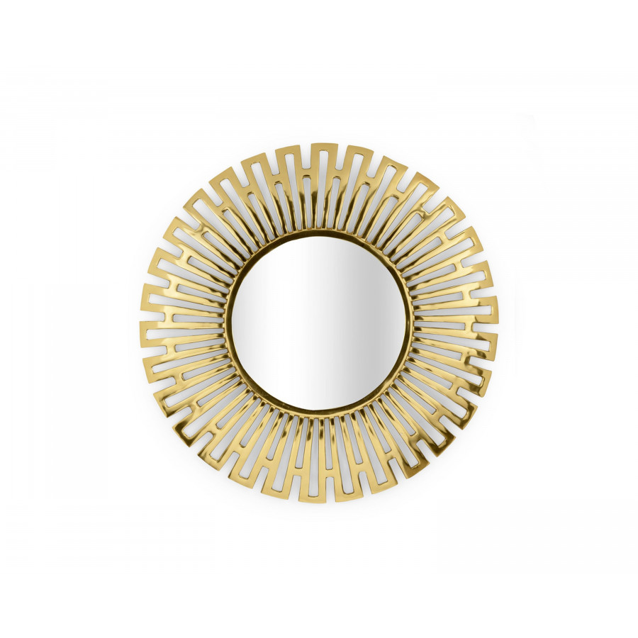 Wildwood - Clio Mirror in Polished Brass/Plain/Clear, Iron