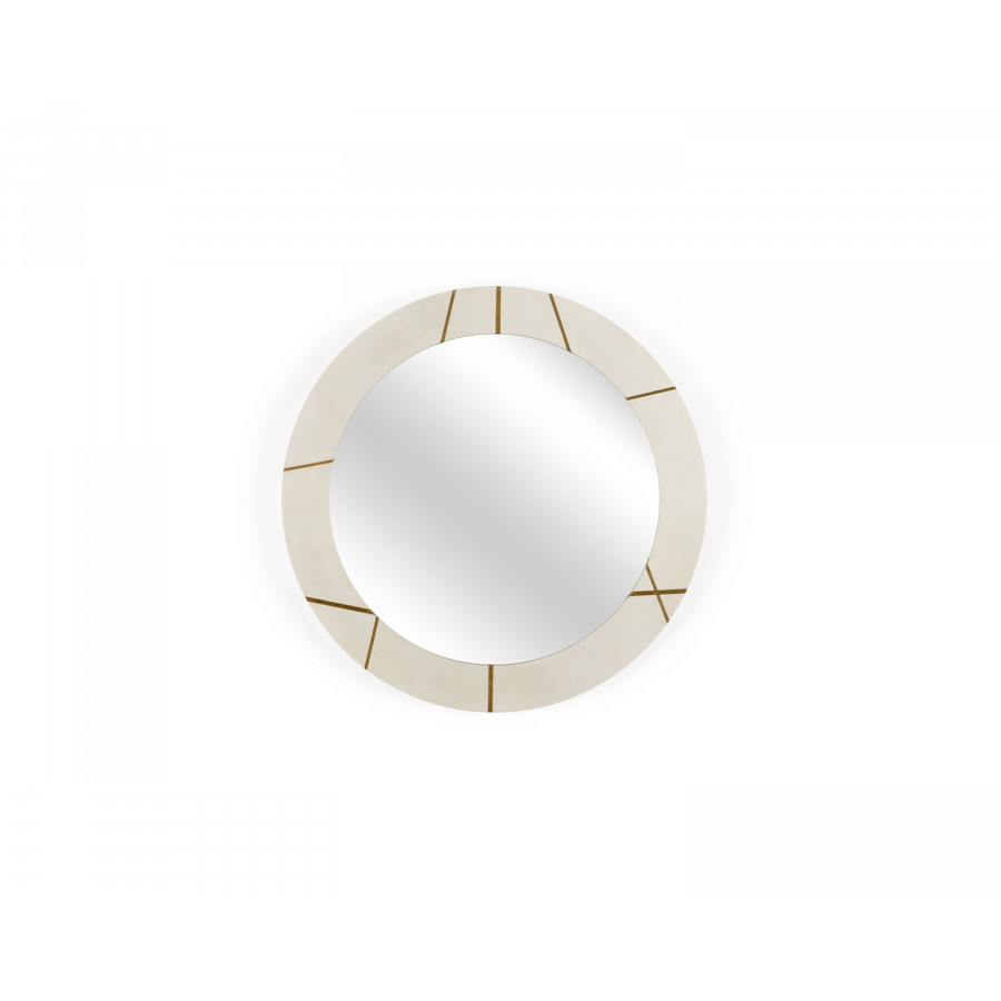 Wildwood - Estevan Mirror in White/Antique Brass/Clear/Plain, Faux Shagreen Wood/Metal/Mirror