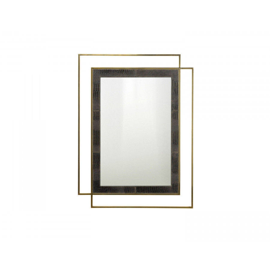 Wildwood - Nile Mirror in Black Crocodile/Polished Brass, Leather