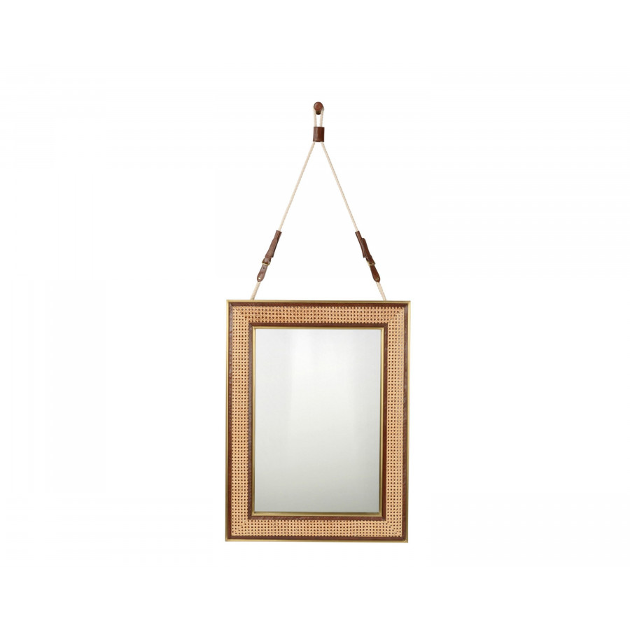 Wildwood - Under The Canvas Mirror in Cognac/Natural/Brushed Brass/Plain, Leather