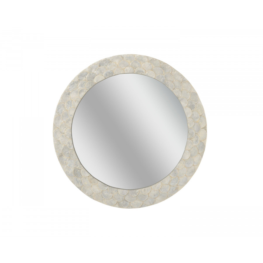 Wildwood - Samal Mirror in Natural White/Clear/Plain, Wood/Capiz Shell/Mirror