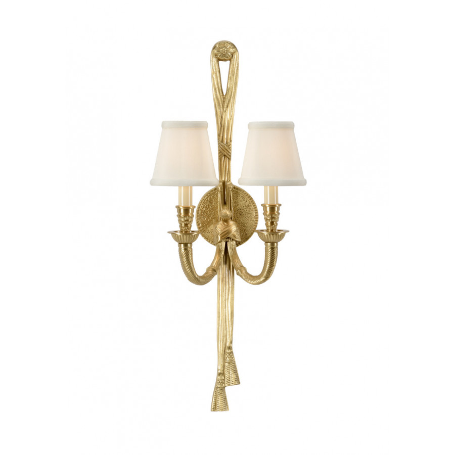 Wildwood - Tassel Twist Double Sconce in Antique Patina, Brass