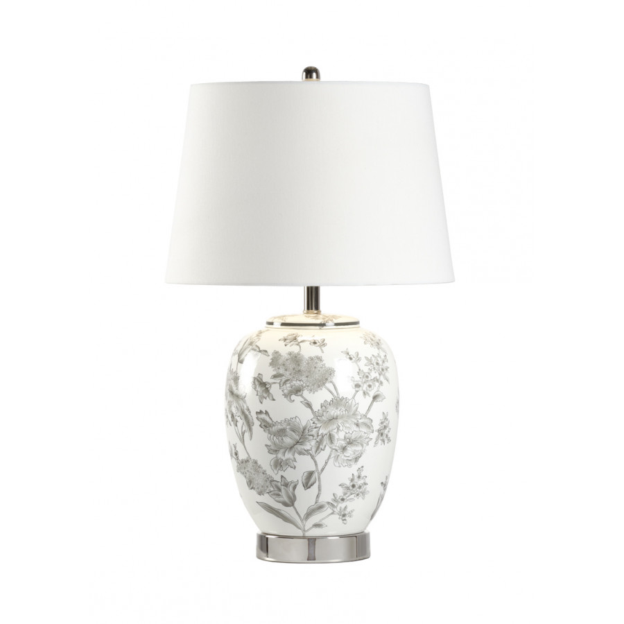 Wildwood - Mabel Lamp in White/Gray Glaze, Ceramic/Porcelain