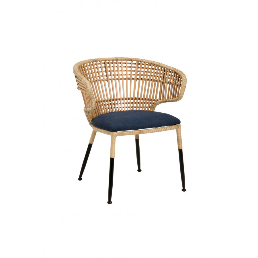 Wildwood - Calder Chair in Natural/Blue Linen, Rattan