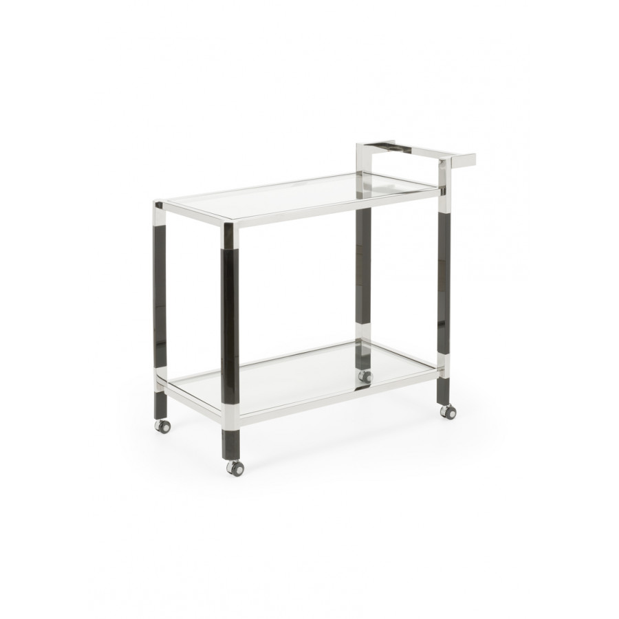 Wildwood Boulevardier Bar Cart - Polished Nickel/Black/Clear, Metal