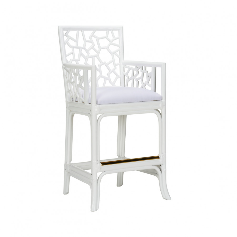 Wildwood - Catania Stool in White, Rattan
