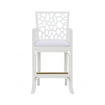 Wildwood - Catania Stool in White, Rattan