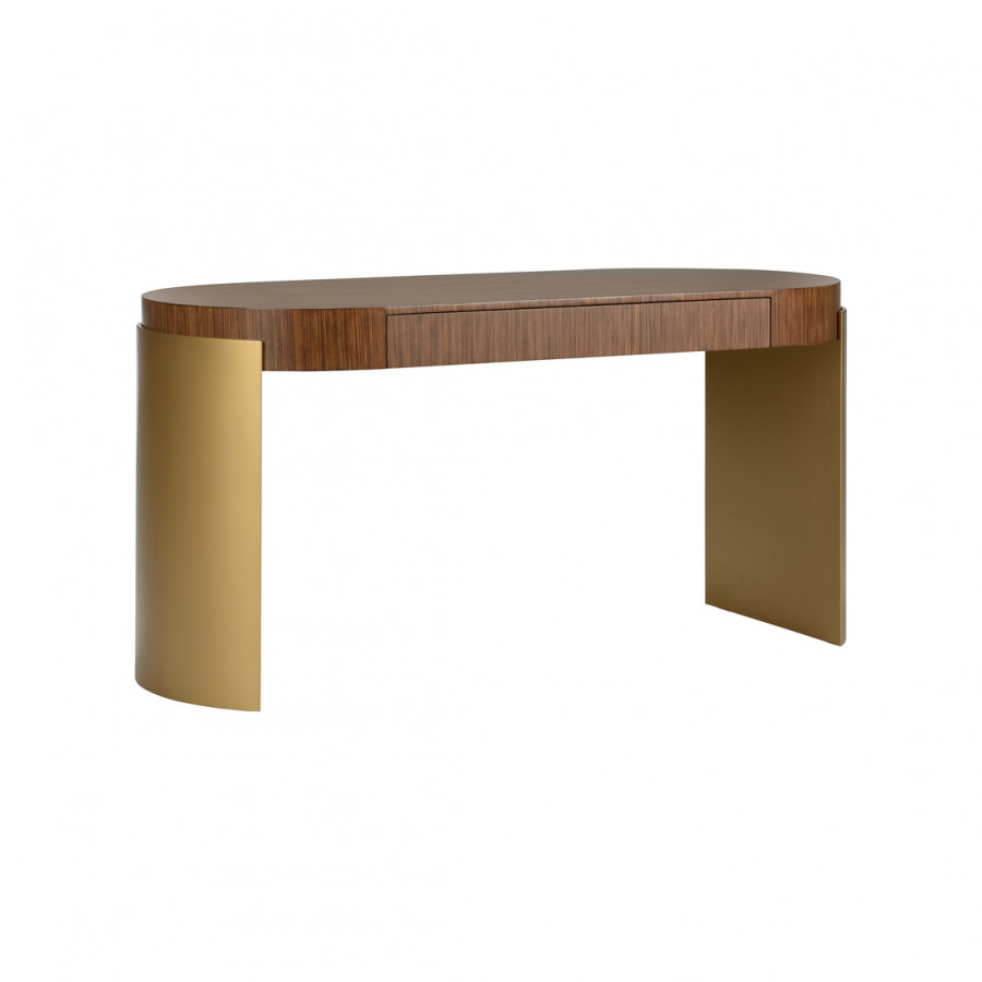 Wildwood - Zebrano Desk in Zebrano Veneer/Antique Brass