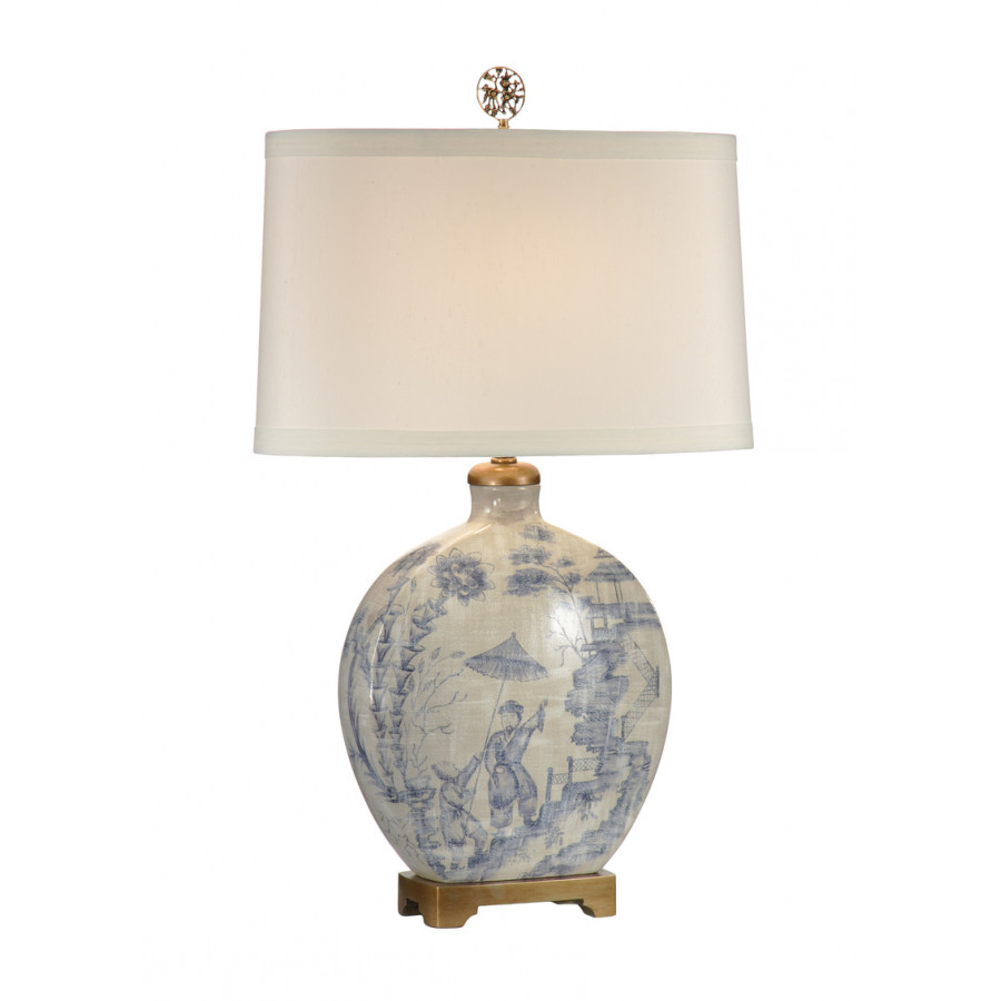 Wildwood - Ancient Snuff Bottle Lamp in Hand Painted, Porcelain