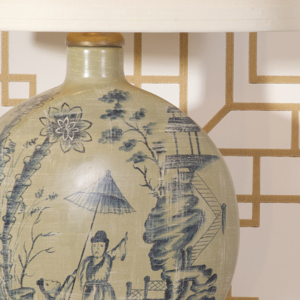 Wildwood - Ancient Snuff Bottle Lamp in Hand Painted, Porcelain