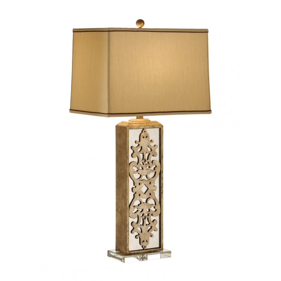 Wildwood - Mirrored Column Lamp in Antique Silver Leaf, Wood/Mirror