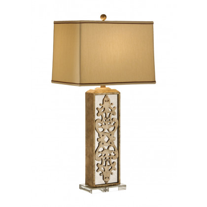 Wildwood - Mirrored Column Lamp in Antique Silver Leaf, Wood/Mirror