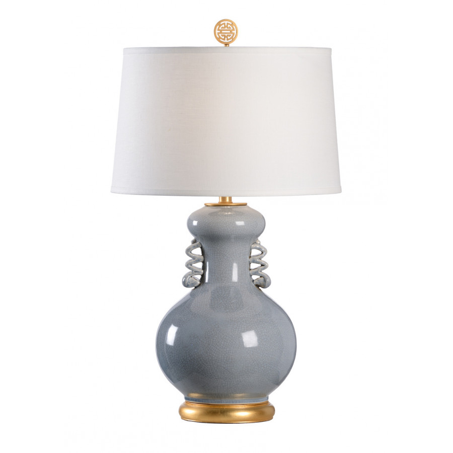 Wildwood - Chan Lamp in Slate Gray Crackle Glaze, Ceramic/Porcelain