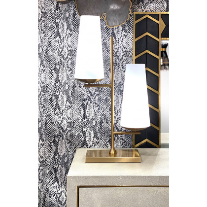 Wildwood - Geminate Lamp in Antique Brass/Matte White, Medium